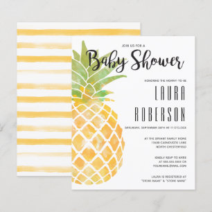 Budget Ananas Watercolor Kinderdusche Einladung