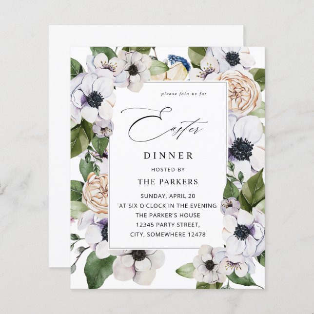 Budget Anemone White Floral Oaster Dinner (Vorne/Hinten)