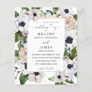 Budget Anemone White Floral Wedding Flyer