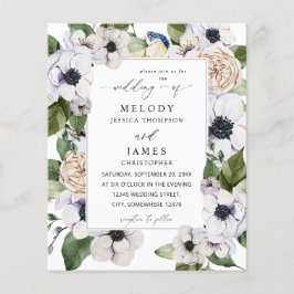Budget Anemone White Floral Wedding Flyer