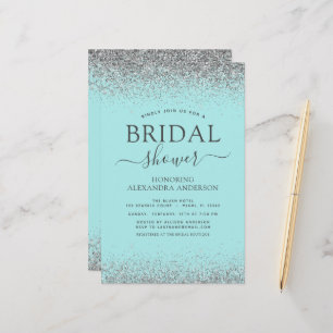 Budget Aqua Blue Aquamarin Silver Glitzer Brautpar