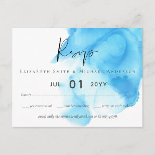 Budget Aqua Blue Watercolor Wash Wedding Postkarte
