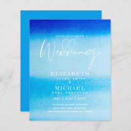 BUDGET Aqua Ocean Wedding Invite Beach Destination