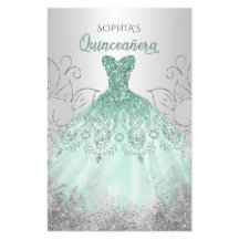 Budget Aqua Sparkle Kleid Quinceañera Einladung