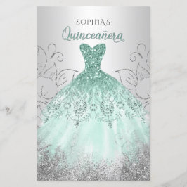 Budget Aqua Sparkle Kleid Quinceañera Einladung
