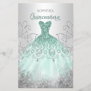 Budget Aqua Sparkle Kleid Quinceañera Einladung