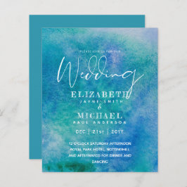 BUDGET Aqua Watercolor Hochzeit einladen Ocean Bea
