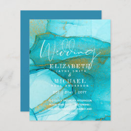 BUDGET Aqua Watercolor Hochzeit einladen Ocean Bea