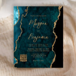 Budget Aquamarin Blue Agate QR Code Hochzeit Einla<br><div class="desc">Diese elegante Hochzeitseinladung zeigt ein Hintergrundbild des aquamarinen blauen Aquarelles mit vergoldetem Imitat Glitzer. Der anpassbare Text kombiniert goldfarbene moderne Handschrift, Copperplate und kursiven Schriftart. Sie benötigen weitere Informationen? Einfach den QR Code anpassen, um Gäste auf Ihre Hochzeitswebsite zu leiten. Die Rückseite ist mit einem aquamarinen und goldfarbenen Agatdesign abgestimmt....</div>