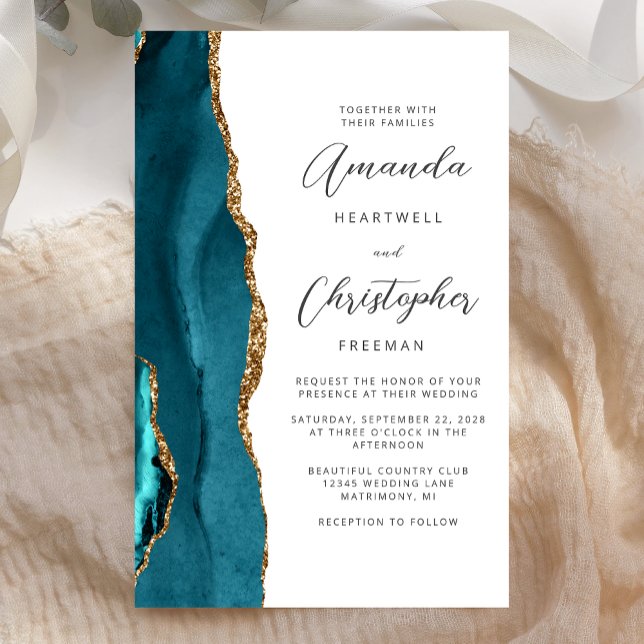 Budget Aquamarin Blue Gold Agate Hochzeit (Von Creator hochgeladen)