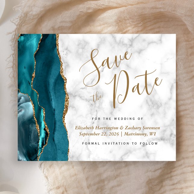 Budget Aquamarin Blue Gold Agate Marmor Save the D (Von Creator hochgeladen)