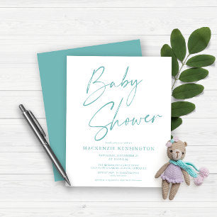 Budget Aquamarin Blue Handwriting Script Baby Dusc