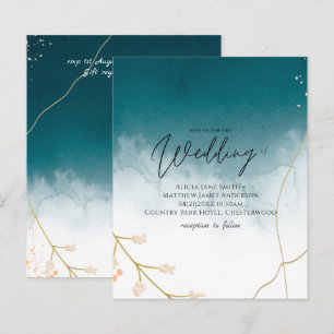 BUDGET Aquamarin Gold Abstrakte Hochzeit Einladung