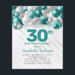 Budget Aquamarin Green Silver Ballon Glitzer Gebur<br><div class="desc">Moderner Glam Aquamariner grüner Silberballon Glitzer Sparkle jedes Alter Geburtstag Einladung</div>