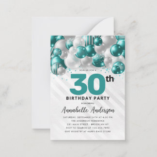 Budget Aquamarin Green Silver Ballon Glitzer Gebur Mitteilungskarte