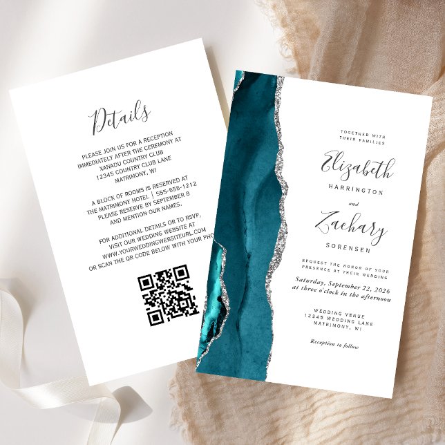 Budget Aquamarin Silver Agate QR Code Wedite Einla (Von Creator hochgeladen)