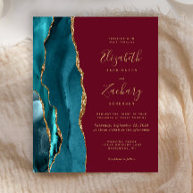 Budget Aquamarine Gold Agate Burgundy Hochzeit Ein