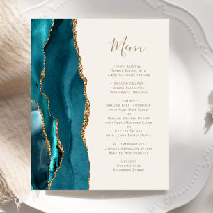 Budget Aquamarines Gold Agate Ivory Wedding Menü