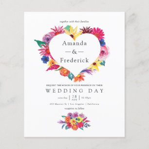 Budget Aquarell Blumenfiesta Hochzeit Einladung Flyer