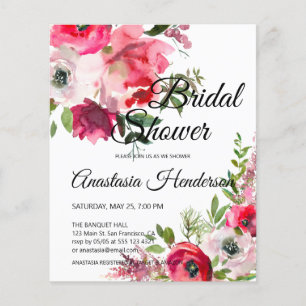 Budget Aquarell Bridal Dusche Einladung