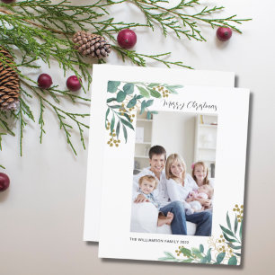 Budget Aquarell Grüne Weihnachtsfotokarte