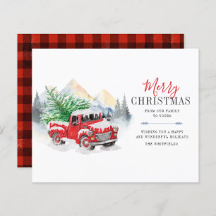 Budget Aquarell Roter LKW Frohe Weihnachten