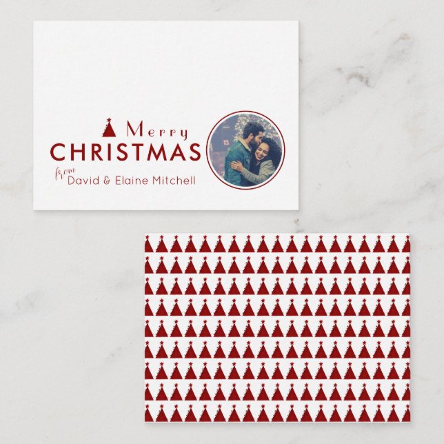 Budget Aquarell Weihnachtsbaum Couple Foto Mitteilungskarte (Vorne/Hinten)