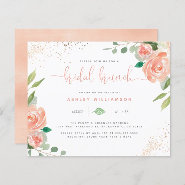 Budget Aquarellbäume Eukalyptus Bridal Brunch (Vorne/Hinten)