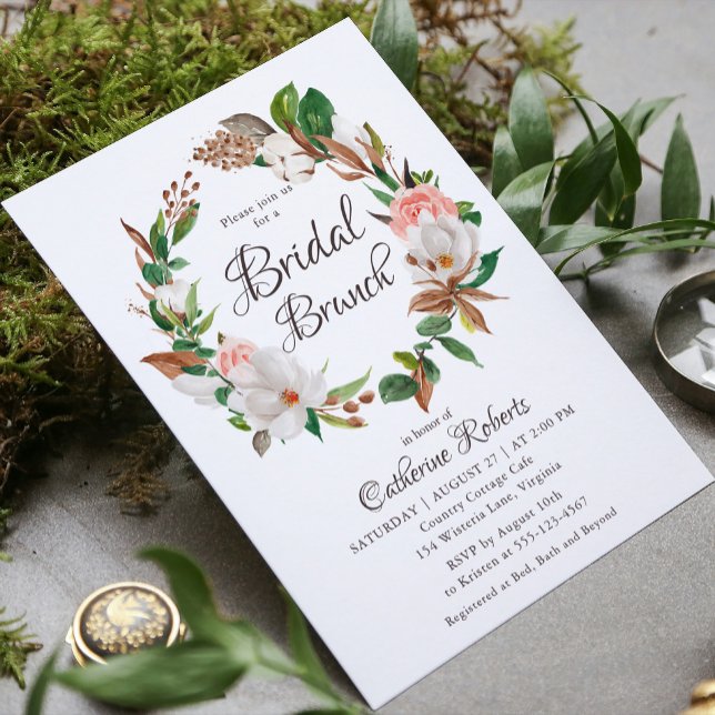 Budget Aquarellfarbe Rosa Brautparty Brunch Einladung (Von Creator hochgeladen)