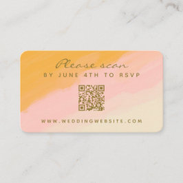 Budget Aquarellfarbe Rosa Gelbe QR Code RSVP Karte