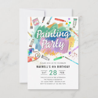 Budget Aquarellmalerei Party Geburtstag Mitteilungskarte