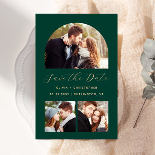 Budget Arch 3-Foto Collage Green Save the Date