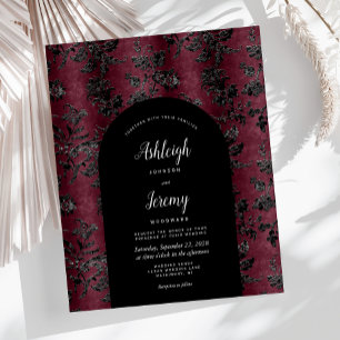 Budget Arch Moody Bordeaux Schwarz Damast Hochzeit