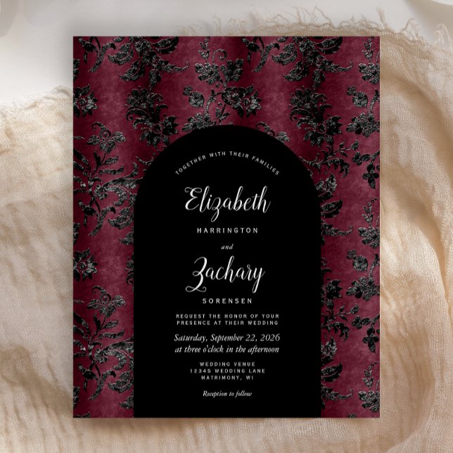 Budget Arch Moody Burgundy Black Damask Wedding (Von Creator hochgeladen)