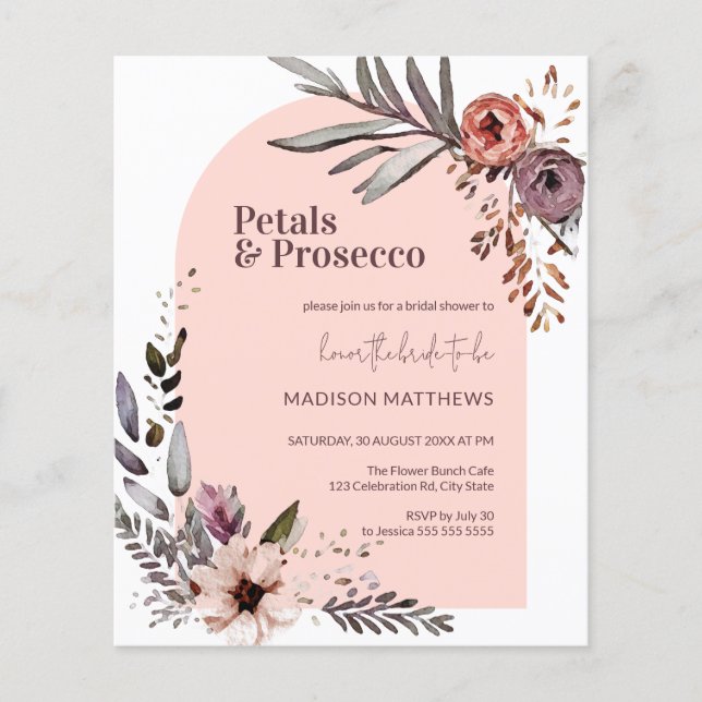 Budget Arch Petals Prosecco Floral Brautparty (Vorderseite)