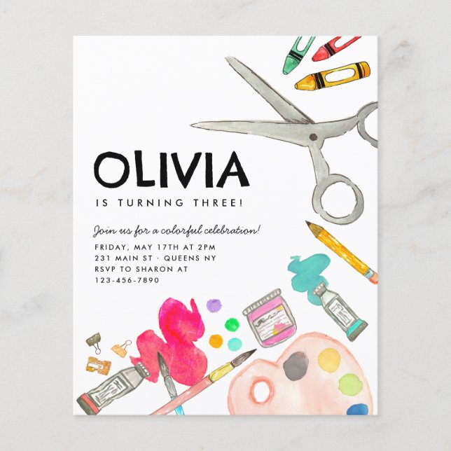 Budget Art Artist Paint Party Malerei Geburtstag (Vorderseite)