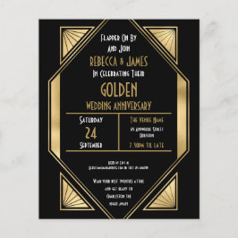 Budget Art Deco Golden Wedding Jubiläum Einladung