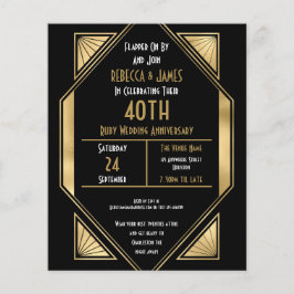 Budget Art Deco Ruby 40 Jahre Einladung