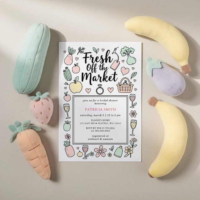 Budget aus dem Markt Bauernmarkt-Brautparty (She is off the Market Farmers Market Bridal Shower Invitation)