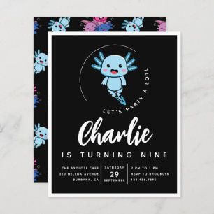 Budget Axolotl Birthday Party Einladung