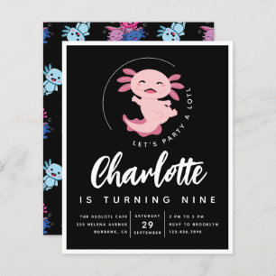 Budget Axolotl Birthday Party Einladung