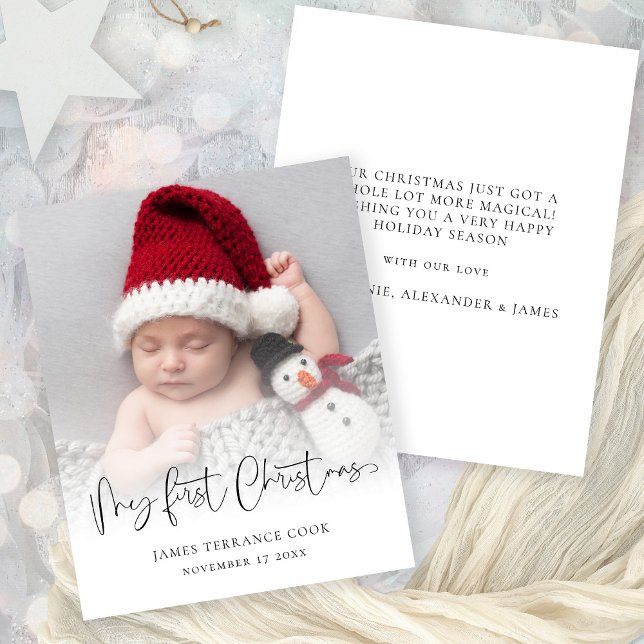 Budget Baby 1 Weihnachtsname Datum Foto Overlay (Front and back view. A smaller budget price 4.5 x 5.6" alternative)