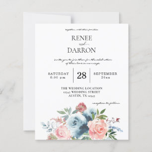 Budget Baby Blau & Rosé Florale Hochzeit