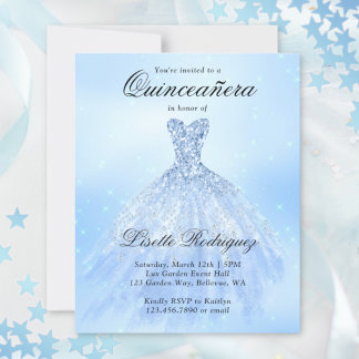 Budget Baby Blue Quinceanera Einladung