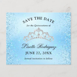 Budget Baby Blue Quinceanera Save the Date Flyer