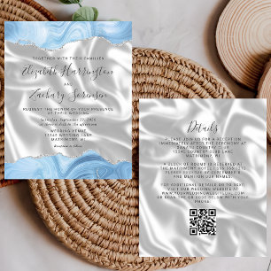 Budget Baby Blue Silber Achat Seide QR Code Hochze