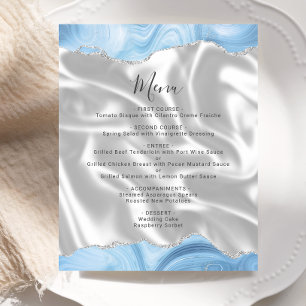 Budget Baby Blue Silver Agate Silk Wedding Menü