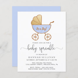 Budget Baby Boy Sprinkle Blue Carriage Einladung