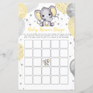 Budget Baby Dusche Bingo Gelbes Elefantenspiel