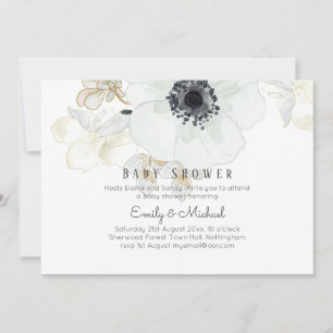 BUDGET Baby Dusche Blue Anemone Einladung